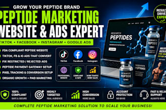 run organic tiktok shop ads, facebook or ig ads, google ads for peptide website