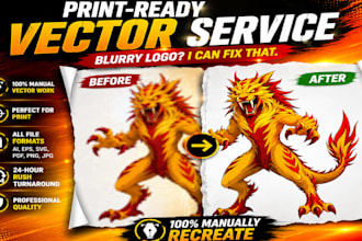 redraw blurry logo into high quality print ready vector