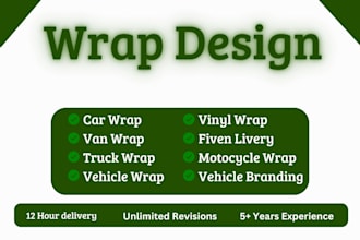 design professional car wrap, van wrap, truck wrap, vinyl wrap, bike wrap