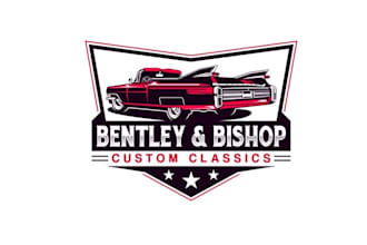 design traditional custom car shop business logo