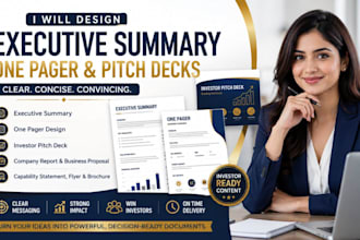 write professional executive summary one pager business report investment pitch
