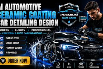 design ai automotive ceramic coat detailing car care wash unique logo design