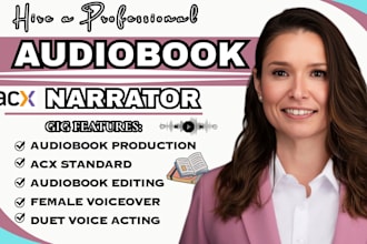 be your dual female voice over for romance, drama novel, acx audiobook narrator