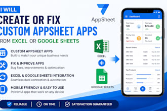create or fix custom appsheet apps from excel or google sheets