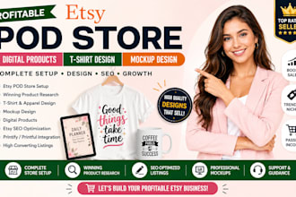 setup profitable pod store digital products tshirt design mockup design