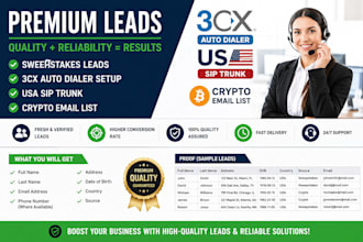 supply fresh sweepstaks leads, 3cx auto dailer, usa sip trunk, crypto email list