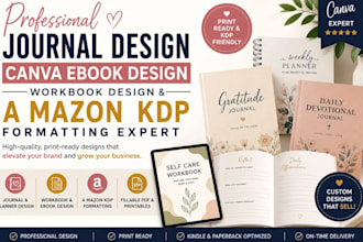 design professional journal, planner workbook and KDP interior