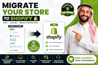 migrate wix opencart prestashop salla zid shift4shop carrd etsy store to shopify