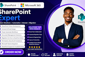 develop sharepoint online intranet, workflow, and microsoft 365 solutions