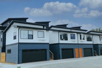 design 3d townhome, rowhouse, terrace design, duplex, multi family housing