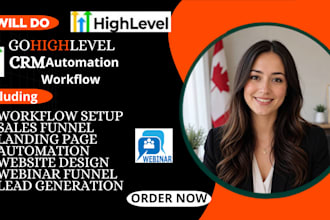 build gohighlevel webinar funnel, ghl lead generation funnel, ghl workflow
