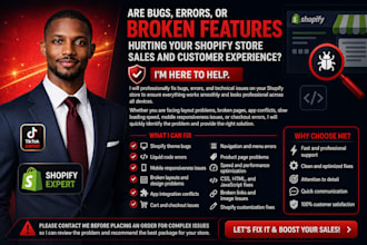 fix bugs, errors, and issues on your shopify store