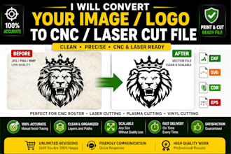 turn image or logo to dxf svg file for cnc laser cutting, vector file engraving