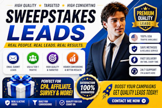 provide sweepstaks leads,  timeshare leads, bank leads, pc h leads for usa, uk
