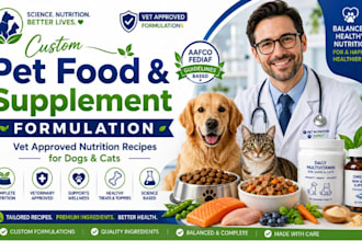 formulate custom pet food supplements and vet approved nutrition recipes for dog