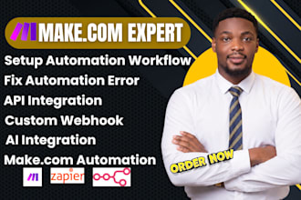 build make com automation workflows, setup ai agents and fix API integrations