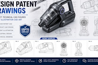 design patent drawings product technical cad figures patent illustration cad art