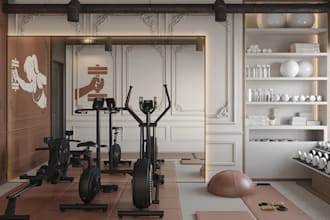 optimize apartment gym space,workout corner, setup gym equipment,interior render