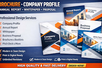 design brochure, company profile, annual report, whitepaper, booklet proposal