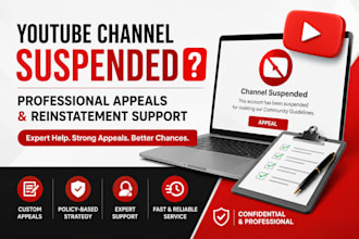 create professional youtube suspension appeals and reinstatement support
