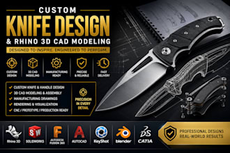 custom knife design, knife cad, 3d knife model, cnc knife file, tactical knife