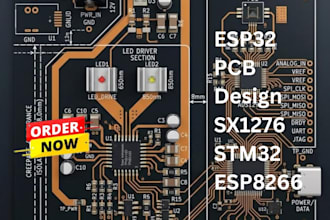 professional esp32 iot pcb design, schematics layout gerber files rf lora sx1276