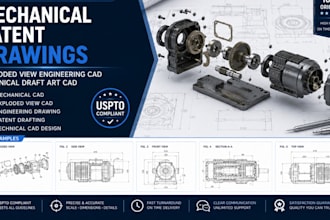 mechanical patent drawings exploded view engineering cad technical draft art cad