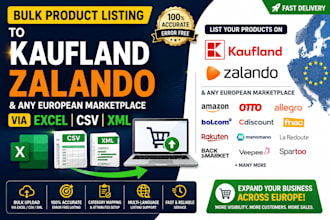 bulk product listing to kaufland zalando, any european marketplace via excel csv