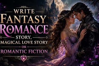 write fantasy romance story, magical love story or romantic fiction