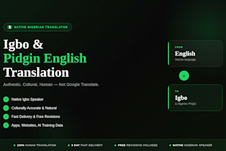 translate english to igbo and nigerian pidgin professionally
