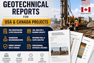 prepare geotechnical reports for USA and canada projects