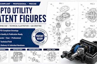 uspto utility patent figures engineering cad technical illustration cad drafting