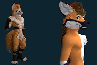 create  a custom vrchat furry avatar with facial tracking pc quest sfw vrm 3d mo