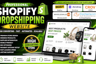 create shopify dropshipping website via bigbuy zendrop crov wholesaleb2b autods