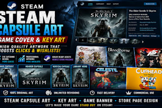 design steam capsule art game cover and key art for steam page