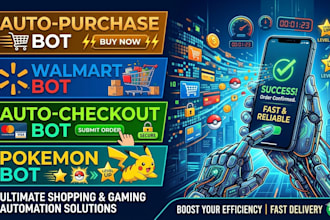 build auto purchase bot, pokemon bot, checkout bot, auto buying bot