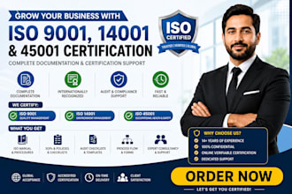 give iso 9001, 14001 45001 documentation and certification