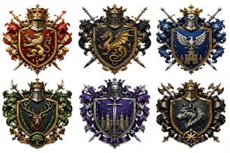 create custom symbol logo, fantasy coat of arms, clan crest and kingdom emblem