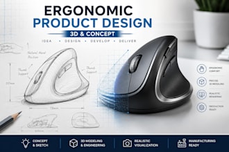 design premium ergonomic accessories with 3d modeling and product visualization