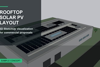 create a 3d rooftop solar pv layout for proposal presentation