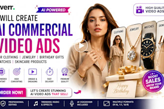 create ai commercial video ads clothing jewelry birthday gifts watches skincare