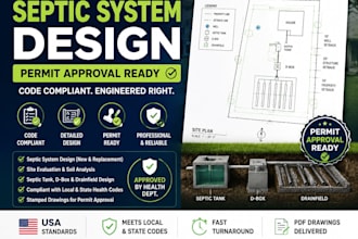 provide septic system design for permit approval in the USA