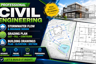do civil engineering, stormwater flow drainage, grading plan, building drawings