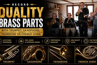 record quality brass parts with trumpet, saxophone, trombone or french horn