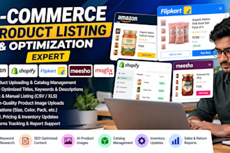 create and optimize product listings for amazon shopify flipkart and meesho