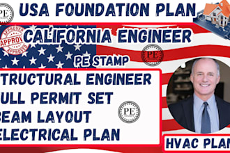 united states california licensed engineer, architecture plan,beam layout,stamp