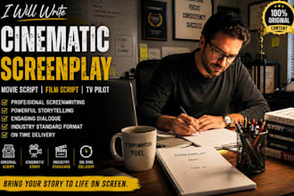 write screenplay, movie script, feature film script and TV pilot