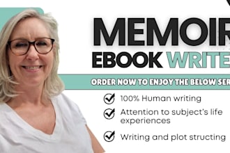 write 30k ebook series, non fiction ghost writer on memoir, self help cowriter