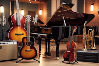 record acoustic guitar electric guitar bass violin piano saxophone trumpet live