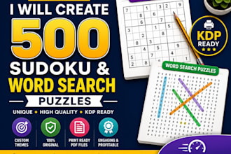 create custom sudoku puzzles and word search puzzles for KDP, print